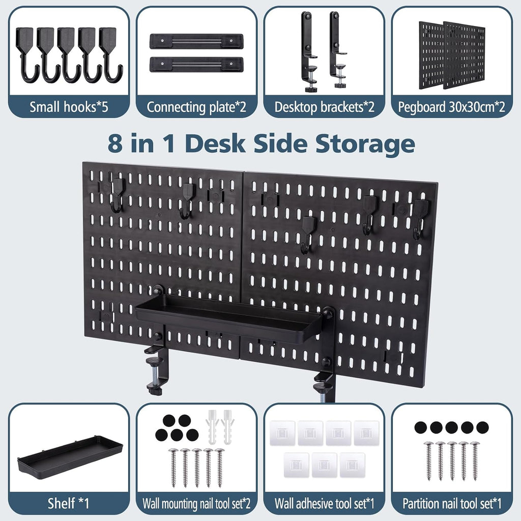 Gaming Desk Organizer Clamp-on Pegboard No Drill Storage - Image 4