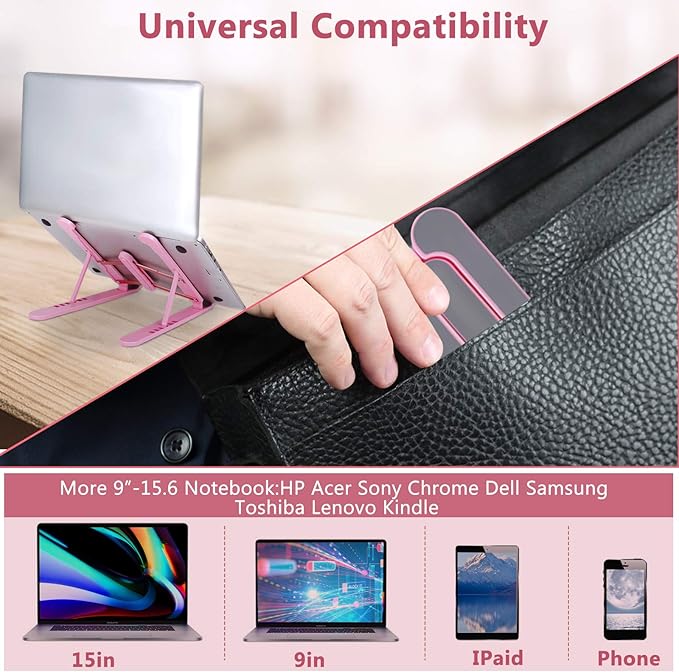 Portable Laptop Stand, Adjustable Laptop Holder Riser Computer Stand for Desk Notebook Stand Mount - Image 4