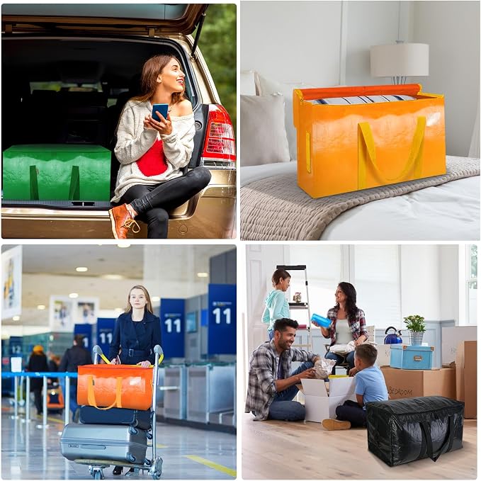 BALEINE 4-Pack Oversized Moving Bags with Reinforced Handles, Heavy-Duty Storage Tote for Clothes, Moving Supplies (Light Yellow, 4-Pack) - Image 3