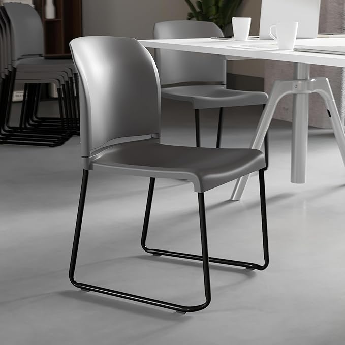 Flash Furniture Hercules Stack Chair, Black | Sled Base, Powder Coated, Contoured, 880 LBS. Weight Capacity - Image 5