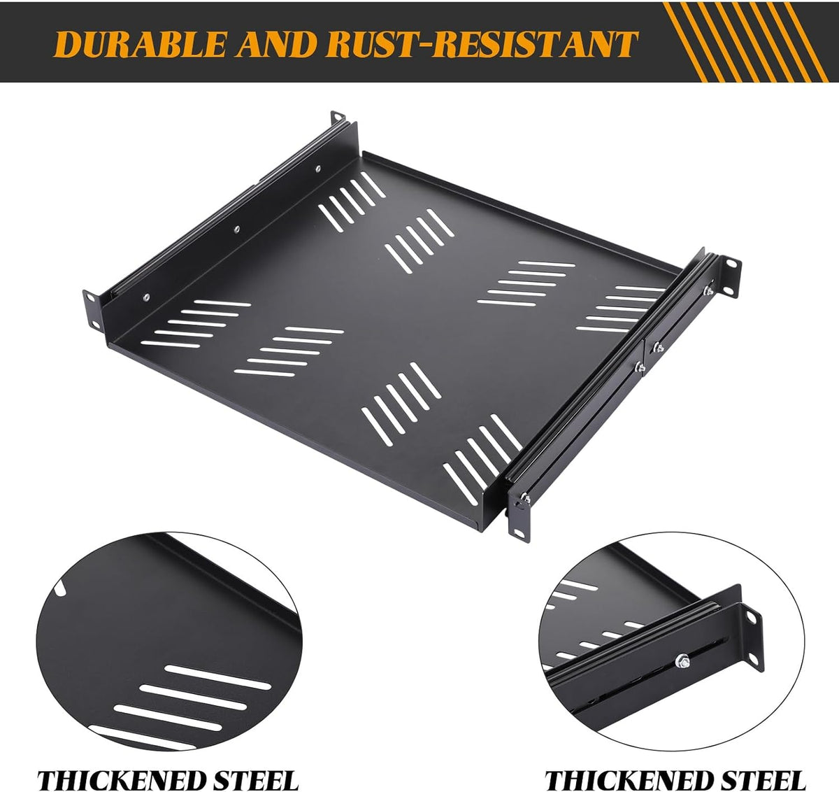 2 Pcs 1u Sliding Rack Shelf, Adjustable Mounting 15-29 Inch Depth - Image 6