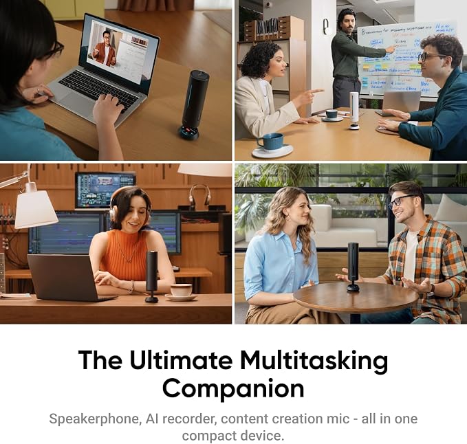 Insta360 Wave AI Conference Speakerphone with Bluetooth, Noise-Canceling Mics, Beamforming, Zoom Certified, AI Transcription & Summary, 32GB Storage for Meetings, Podcasts, Home office and Livestreams - Image 2
