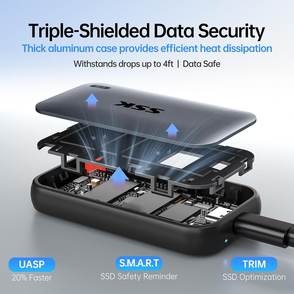 SSK Portable SSD 2TB External Solid State Hard Drive USB C Up to 1050MB/s - Image 5
