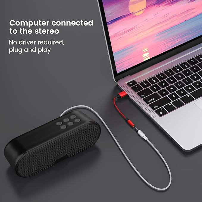 MOSWAG USB to 3.5mm Jack Audio Adapter, USB to Aux Cable with TRRS 4-Pole Mic-Supported PC Headphone AUX Adapter External Sound Card for PC PS4 PS5 and More (0.65Ft/20cm(2pack), Red) - Image 5