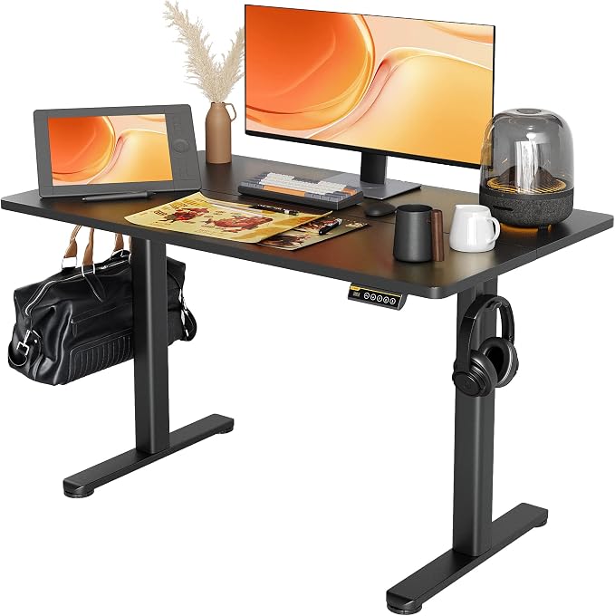 Claiks Electric Height Adjustable Standing Desk, 48x24 Inch, Black | Smooth Height Adjustment, 3 Memory Presets, Cable Management Hub&Hook, Stable Steel Frame, 176lbs Capacity, Easy Assembly by CLAIKS