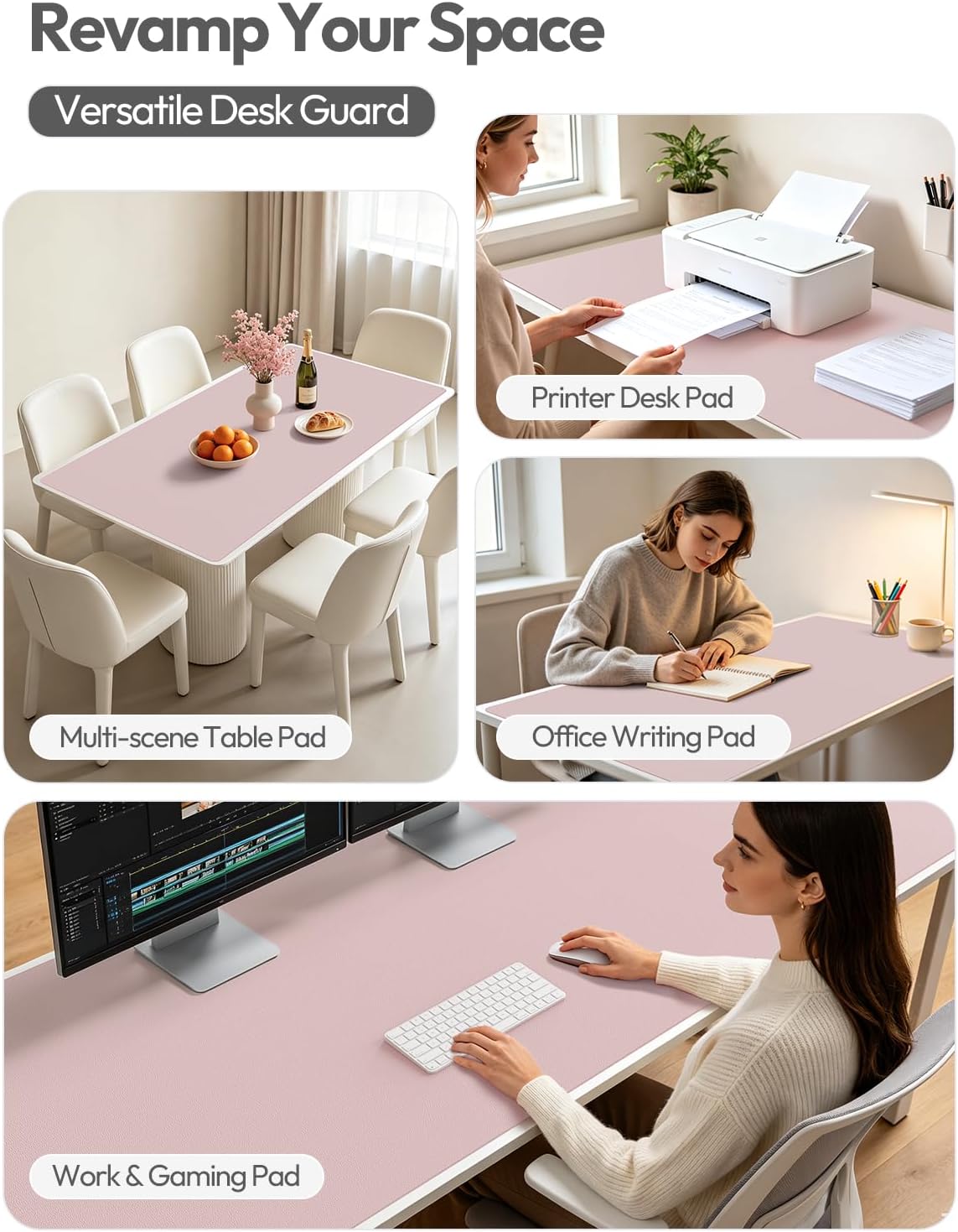 YSAGi Leather Desk Pad Protector, Office Desk Mat, Large Mouse Pad, Non-Slip PU Leather Desk Blotter, Laptop Desk Pad, Waterproof Desk Writing Pad for Office and Home(Grayish Lavender, 47" x 17") - Image 9