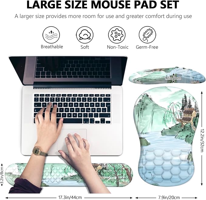 Ergonomic Mouse Pad Wrist Rest, 2 in 1 Keyboard Pad for Office | Memory Foam Wrist Cushion, Non-Slip PU Base, Massage Design, Relieves Wrist Pressure for Work, Gaming & Office Use - Image 5