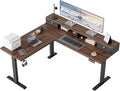 Klicelor L Shaped Electric Standing Desk 63 x 55.1 inch with Shelf, Height Adjustable Corner Desk, Sit Stand Desk with Storage Shelf, Home Office Computer Table, Dark Walnut by Unknown