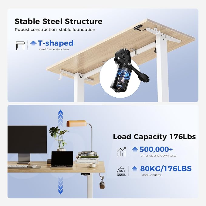 Agilestic 48 * 24 Inch Height Adjustable Electric Standing Desk, Maple | Sit Stand Up Computer Desk, Memory Presets, Stable Steel Frame,154 lbs, Easy Assembly, Splice Board, Home Office, Studying - Image 5