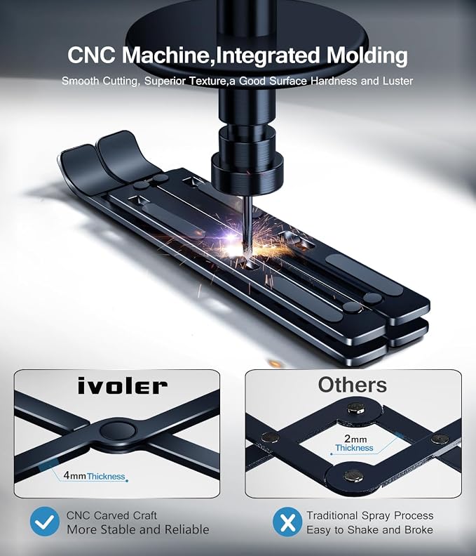 ivoler Laptop Stand, Laptop Holder Riser Computer Tablet Stand, 6 Angles Adjustable Aluminum Ergonomic Foldable Portable Desktop Holder Compatible with MacBook,iPad 10-15.6” Midnight Blue - Image 2