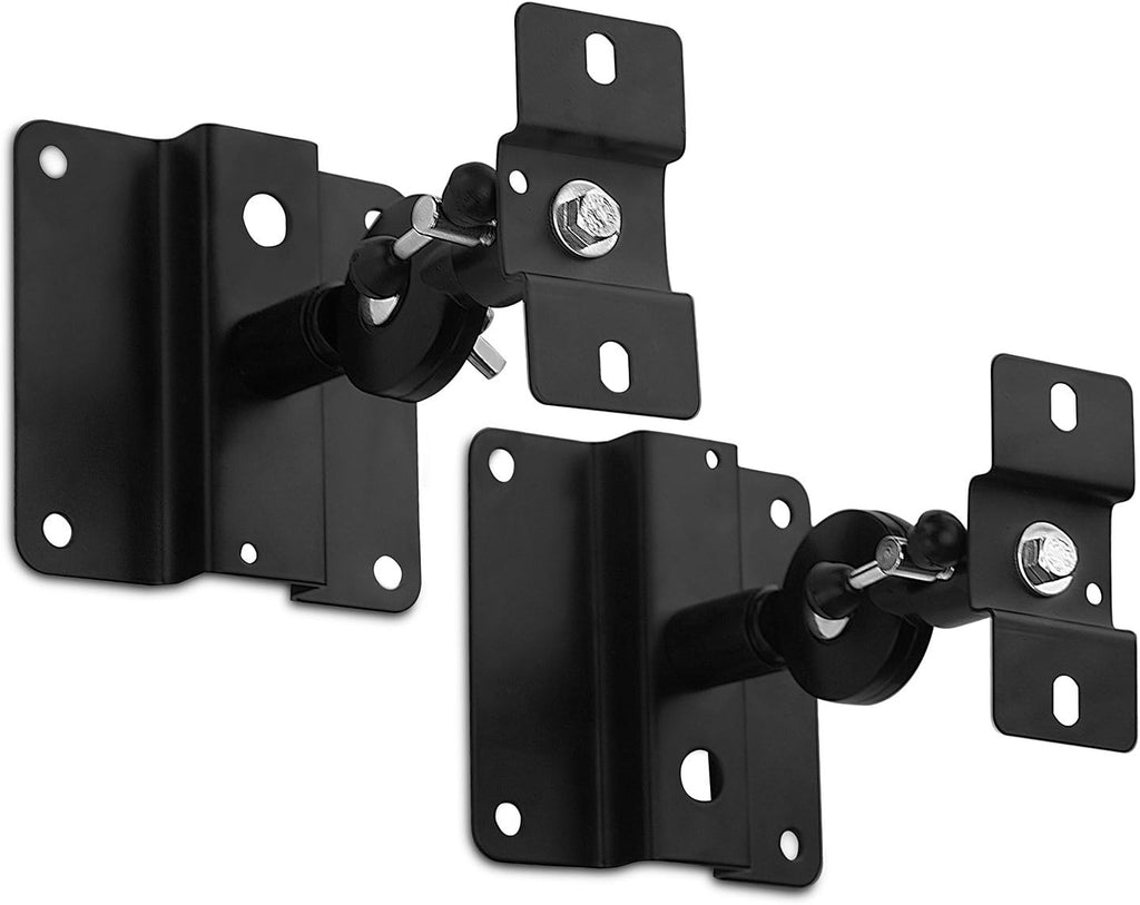 Mount-It! Speaker Mount for Wall and Ceiling, Low Profile Heavy Duty, Anti-Theft, Universal for Channel Surround Sound and Satellite Speakers, Black, 2 Mounts by Mount-It!