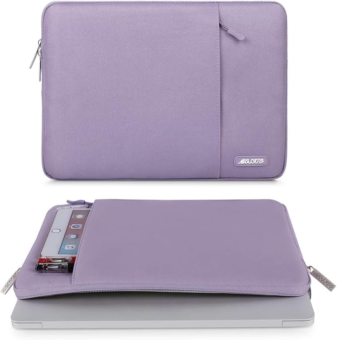 MOSISO Laptop Case 15 inch, Laptop Sleeve Bag with Pocket | Compatible with MacBook Air 15 inch M5 M4 M3 M2 2026-2023, Dell XPS, Polyester Vertical Computer Bag, Purple - Image 2