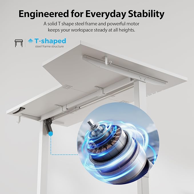 Agilestic 59 x 35 Inch Corner L Shaped Electric Standing Desk, White | Electric Height Adjustable, L-shape Workspace, Sturdy Steel Frame, Memory Preset, Hooks, 154 lbs, Easy Assembly, Splice Board - Image 5