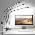 ShineTech 3-Head LED Desk Lamp with Clamp, Eye-Caring Clip on Lights | Ultra-Wide Lighting, 4 Color Modes, Stepless Brightness, Flexible Gooseneck, Memory Function & Auto-Off Time for Home Office by ShineTech