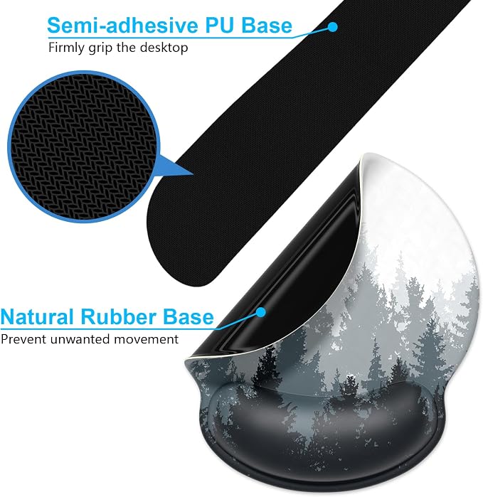 Dapesuom Keyboard Wrist Rest and Mouse Pad with Wrist Support, Cute Memory Foam Cushion for Keyboard and Mouse Set, Ergonomic Desktop Pad Rests with Non Slip Base for Easy Typing & Pain Relief, Forest - Image 6