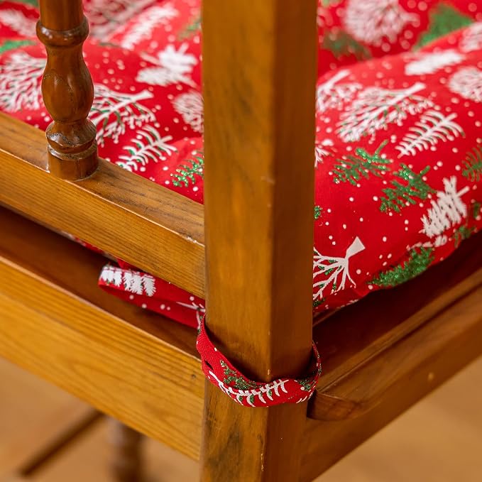 vctops Christmas U-Shaped Chair Cushions with Ties (Pattern B,16"x16") | Soft Comfortable Linen Textured Chair Pads Non Slip Seat Cushions for Indoor Dining Room and Kitchen Chairs - Image 6