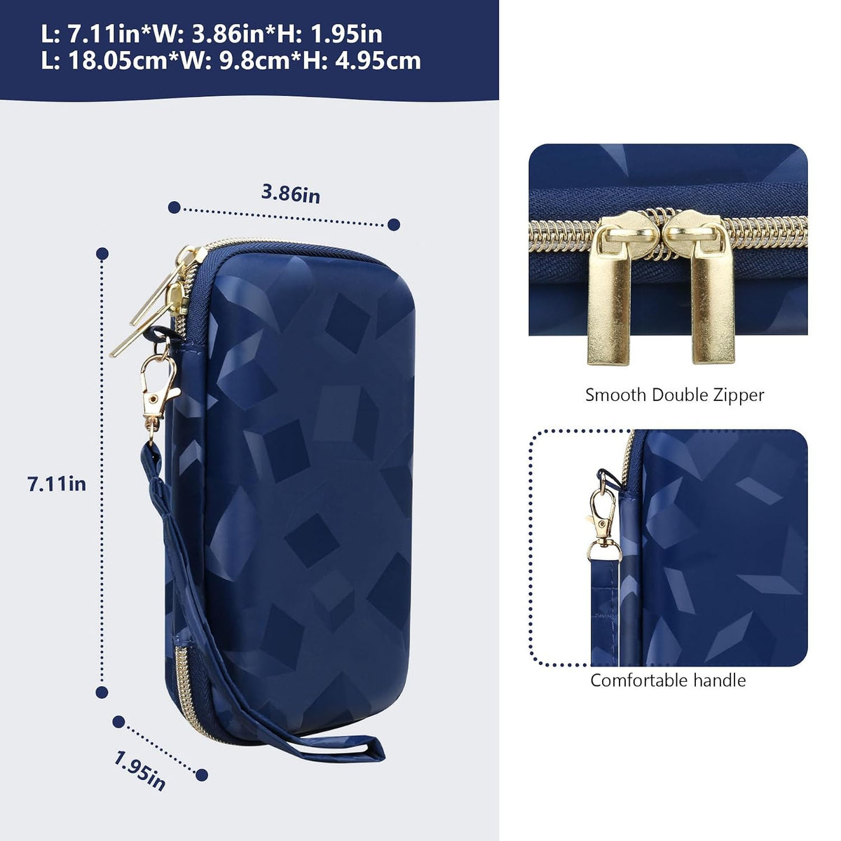 Supmay Hard Carrying Case Compatible with Nintendo DS Lite NDSL, Gameboy Advance Games Storage Holder Travel Bag with Mesh Pocket for USB Charging Cable, Stylus, Earphones, Game Cartridge, Blue - Image 3