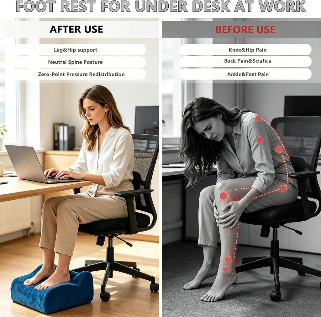 Foot Rest for Under Desk at Work, Ergonomic Footrest Multifunctional 3-Tier Foot Stool, Support Foot Pillow for Office Chair Gaming Chair Leg Elevation Pillow (Blue, One Size) - Image 4