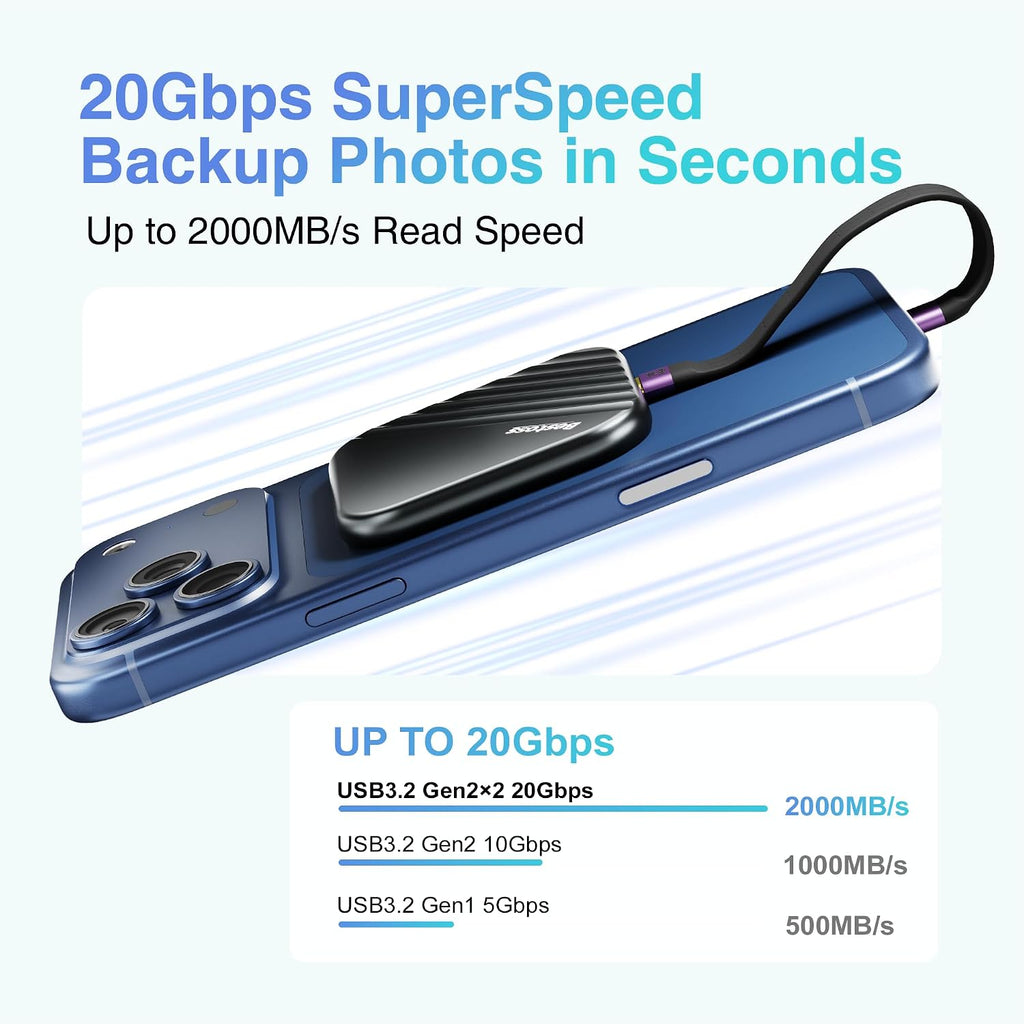 Bestoss 1TB Portable Magnetic SSD, 4K 120fps ProRes HDR Record & Store - Image 3