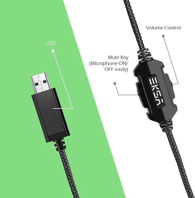EKSA E1000 Gaming Headset, Computer Headphones with Noise Canceling Mic & RGB Light, Compatible with PC, PS4, PS5, Laptop - Image 2