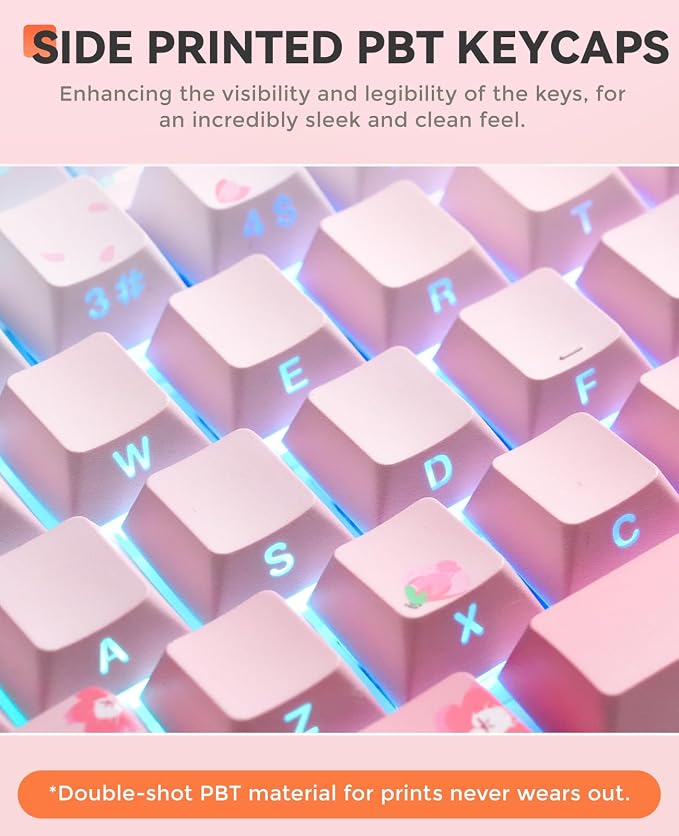 DAREU EK98pro Sakura Pink Wireless Mechanical Keyboard,Tri-Mode BT/2.4GHz/USB-C Creamy Gaming Keyboard with Number Pad,Gasket Structure,Hot Swappable Custom,RGB Backlit for Win/Mac - Image 5