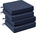 UNIKOME Outdoor Chair Cushions Set of 4, Water Resistant Patio Seat Cushions with Ties for Outdoor Furniture, High-Density Foam, UV & Fade Resistant, Piped Edge – 19" x 19" x 3", Navy by UNIKOME