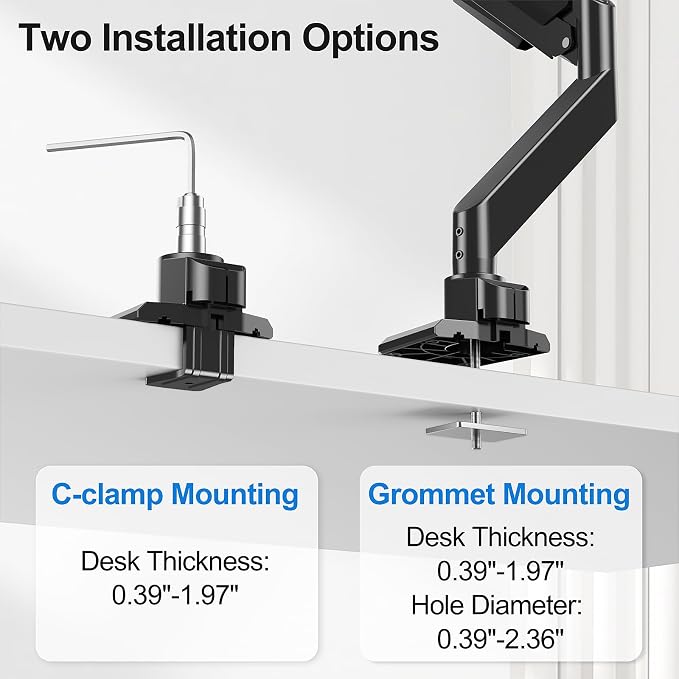 Heavy Duty Monitor Mount for Max 49" Ultrawide Screens | Hold up to 44 lbs, Premium Single Monitor Arm for Samsung Odyssey G9 and More, Adjustable Gas Spring Desk Stand, VESA Mount - Image 6