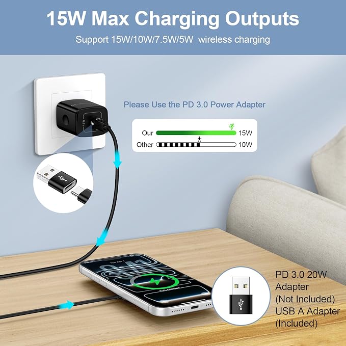 Samsung S26 Ultra Wireless Charger Fast Charging Pad Magnetic Charger for Samsung Galaxy S26 Plus/S25 Ultra/S24/S23/S22/2Pack 15W Fast Magsafe Charger Pad with USB A Adapter for iPhone 17 Pro/16/15/14 - Image 5