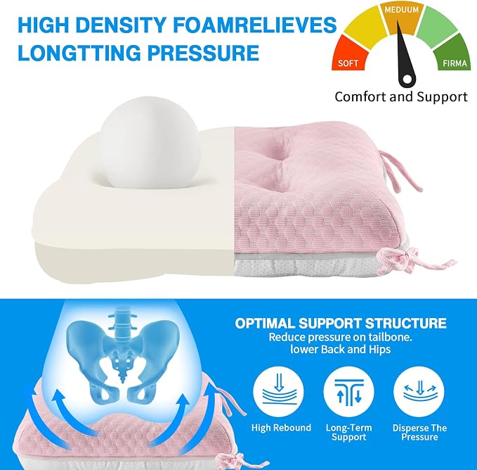 BETU Cooling Chair Cushions Set of 4, 3.5” Thick Seat Cushions, Breathable Comfort Fabric Chair Pads with Non Slip Bottom & Ties, Soft Support Cushion for Kitchen, Office, Patio,15.5"X15.5"X3.5"Pink - Image 6