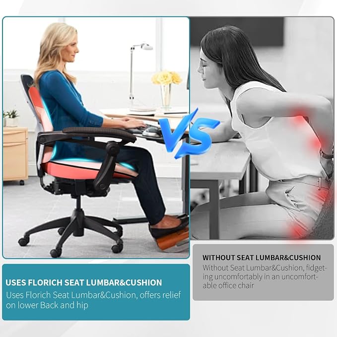 Seat Cushion Lumbar Support Pillow for Office Chair, Car Lower Back Support, Ergonomic Desk Chair Pillow for Butt and Back Support of Memory Foam Seat Pad(Dark Pink) - Image 8