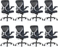 Office Chair: Mesh Ergonomic Desk Chair with 3D Lumbar & Swivel | 330LBS Computer Chair-Executive Task Chairs with Flip-up Arms Home Office Chairs Gaming Chair for Long Hours(Black-Pack of 8) by Ergalithic