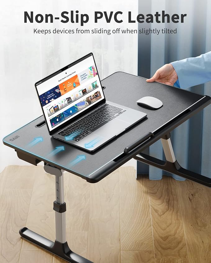 Laptop Lap Desk for Bed, SAIJI X-Large Adjustable Laptop Table | XXL-Extra Large, Foldable Laptop Stand for Bed, with Storage Drawer & Bookstand, for Eating, Working, Gaming, Drawing - Image 4