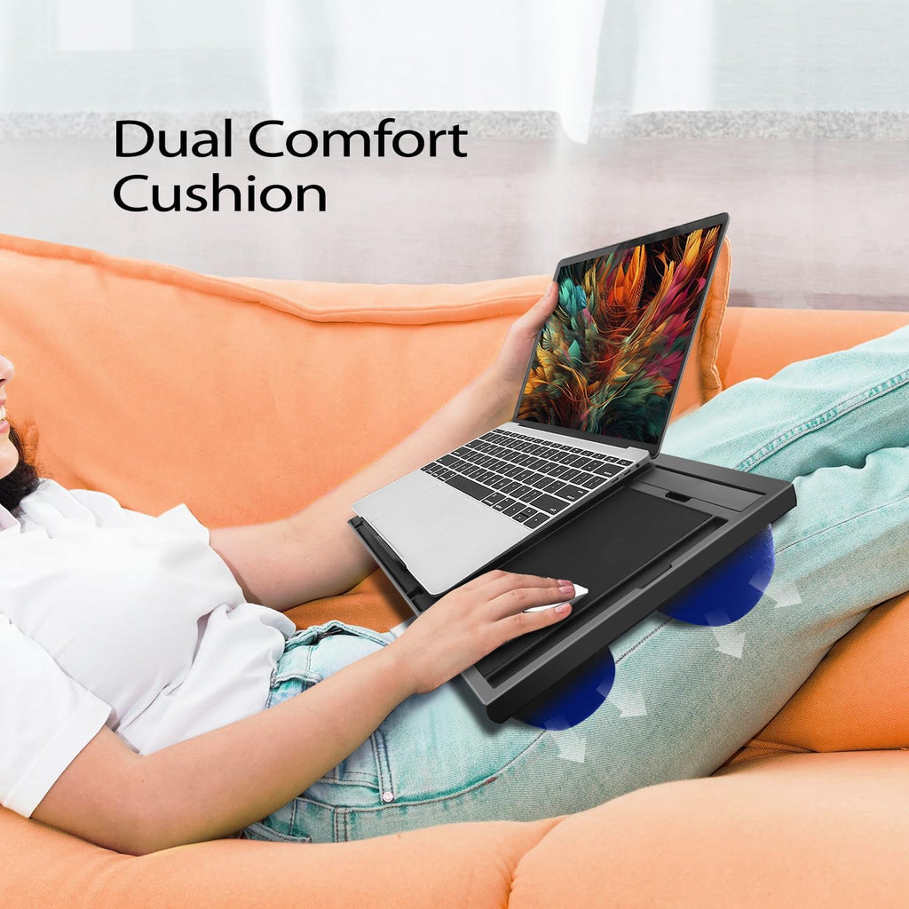 Laptop Lap Desk with Cushion - 9 Adjustable Angles, Fits Up to 15.6 inch Laptops, Built-in Mouse Pad, Phone and Pen Slots. Portable Writing Board for Bed, Sofa, and Work Table - Image 8
