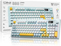 Tri-Mode Wireless Keyboard, BT/2.4G/Wired, Silent Membrane, RGB Backlit, Display Screen & Multimedia Knob, 94 Keys PBT Keycaps for PC Home Gaming Office Use by ONIKUMAGAMING
