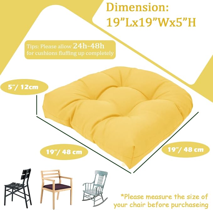 MTMR 2Pcs Outdoor Chair Cushions, Patio Furniture Seat Pads, Waterproof | 2Pcs , waterproof cover, PP cotton, u-shaped, no-fading, thick patio seat pads for outdoor wicker furniture in yard, 19x19x4 - Image 5