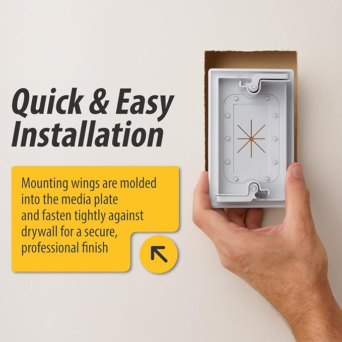 DATA COMM Electronics 45-0014-WH 1-Gang Cable Wall Plate w/ Flexible Opening, Low Voltage Wall Plate,Conceals Up to 6 Cables, Easy Installation,White - Image 4
