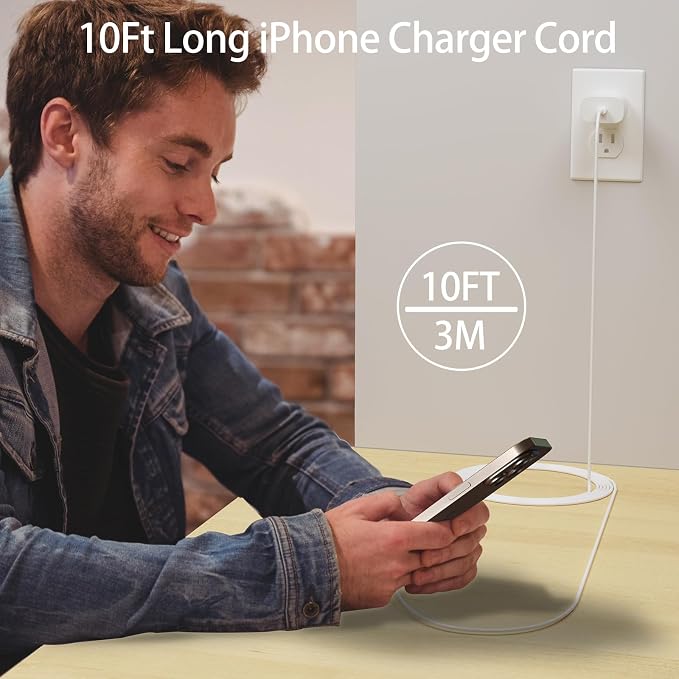 Phone 17 16 15 Pro Max Charger Fast Charging PD 30W, 10 FT iPhone 17 Charging Cable(65W/3A) Long USB C Cord with iPhone 17 Pro Max Chargers Block for iPhone 17/17 Pro Max/17 Air/16/15 Series, iPad - Image 7
