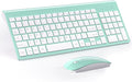 Wireless Keyboard and Mouse Ultra Slim Combo, TopMate - Mint Green | 2.4G Silent Compact 2400DPI Mouse and Scissor Switch Keyboard Set with Cover, Batteries Included, for PC/Laptop/Windows/Mac by TopMate