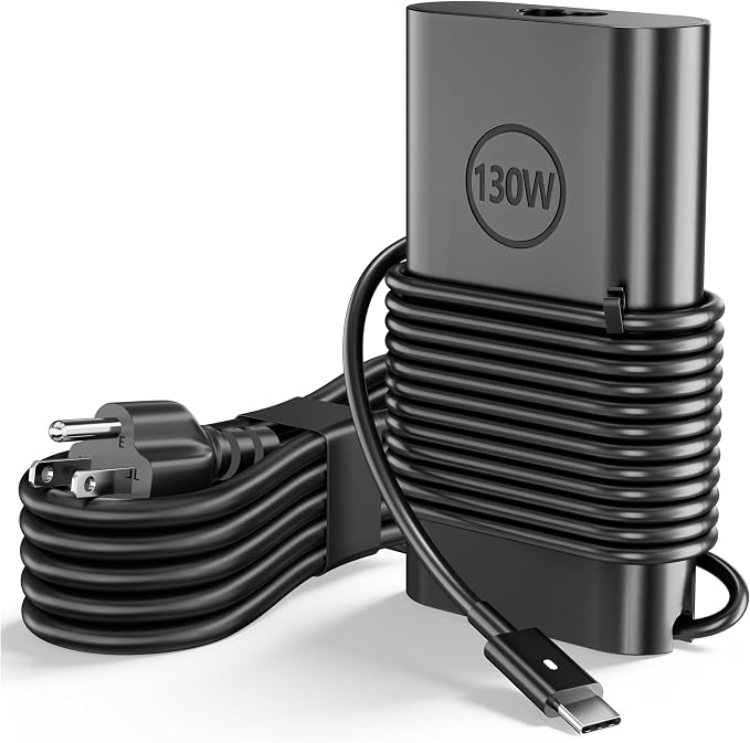 130W USB C Laptop Charger Type C Computer Charger Compatible with Dell | Compatible with Dell XPS 15 2in1 9575 Precision 5530 2in1 5550 5750 3550 3551 3560 Latitude 7410 7310 7210 9410 9510 9575 by Unknown