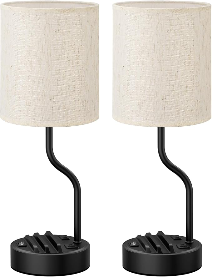 Bedside Lamps for Bedroom Set of 2-18" Table Lamp for Nightstand | Phone Stand, USB A+C Ports, AC Outlet, 3 Color Temperatures, LED Bulb Included, Desk Lamp for Living Room/Dorm, - Image 8