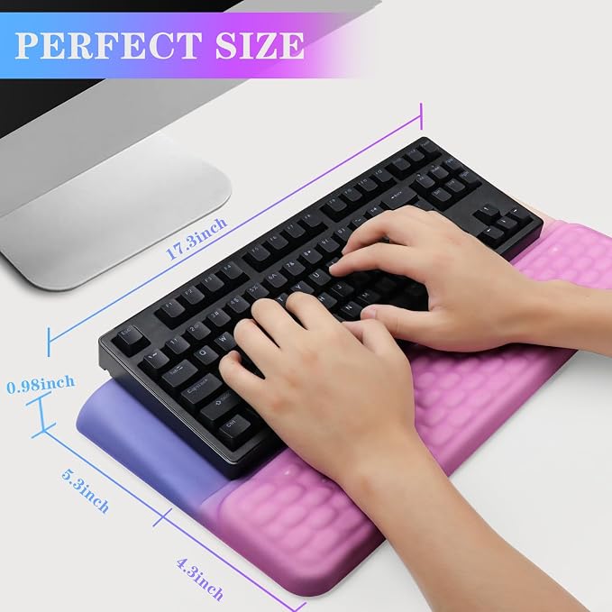 Computer Keyboard Stand with Wrist Rest, Ergonomic Tilted Keyboard Holder - Keyboard Riser with Wrist Pad - Keyboard Tray Support for Office Home - Starry Pink - Image 6