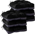 IASEAHK Chair Cushions for Dining Chairs, Seat Cushions for Kitchen Chairs, Indoor Seat Cushions with Ties, Tufted Foam Chair Pads, Non Slip Chair Cushions Set of 6, 15.5" x 15.5" x 4", Black by IASEAHK