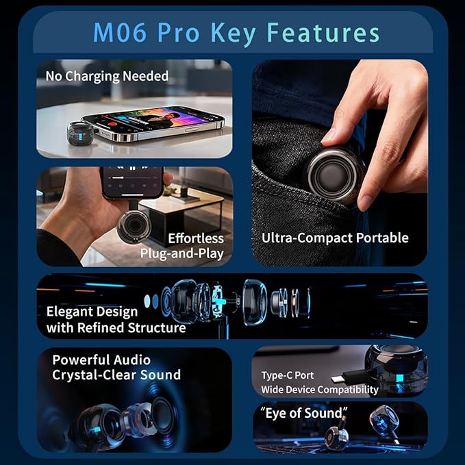 Mini Speaker, Type-C Phone Amplifier No Charging Needed | Portable Aux Speaker Plug & Play for Cell Phone Laptop Tablet,Easy to Use Cool Gadgets Gifts for Seniors Elder Parents - Image 3