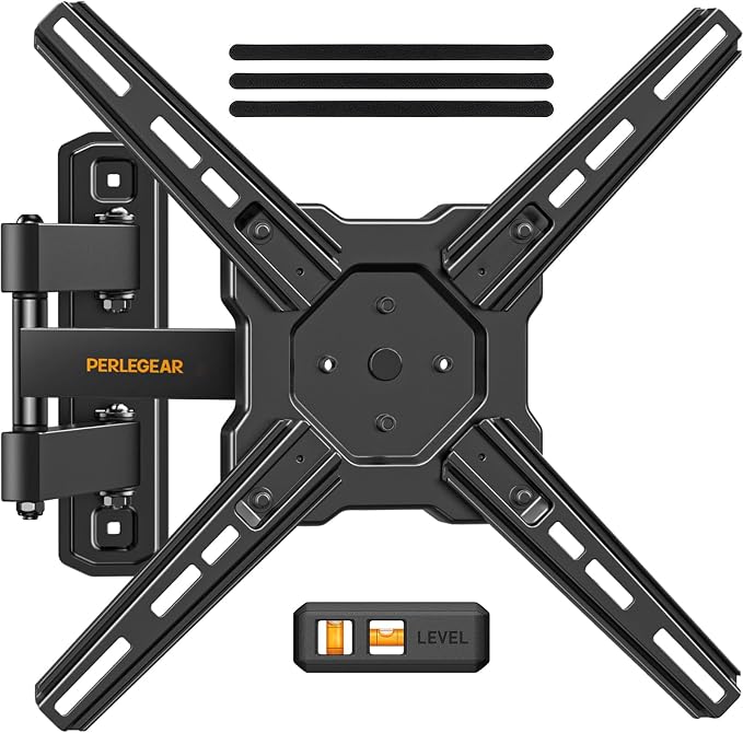 Perlegear Full Motion TV Wall Mount for Most 26–50 Inch TVs, Max VESA 300 x 300mm, TV Monitor Wall Mount Bracket with Rotation, Swivel, Tilt, Extension and Leveling Adjustment, Holds up to 55 lbs by Perlegear