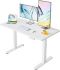 HUANUO 43x24 Inch Electric Standing Desk, Height Adjustable, White | 176 Lbs Capacity, Smooth Home Office Desk, 4 Memory Presets & Headphone Hooks, 28.3–46.5 Inch Height Range, Easy to assemble by HUANUO