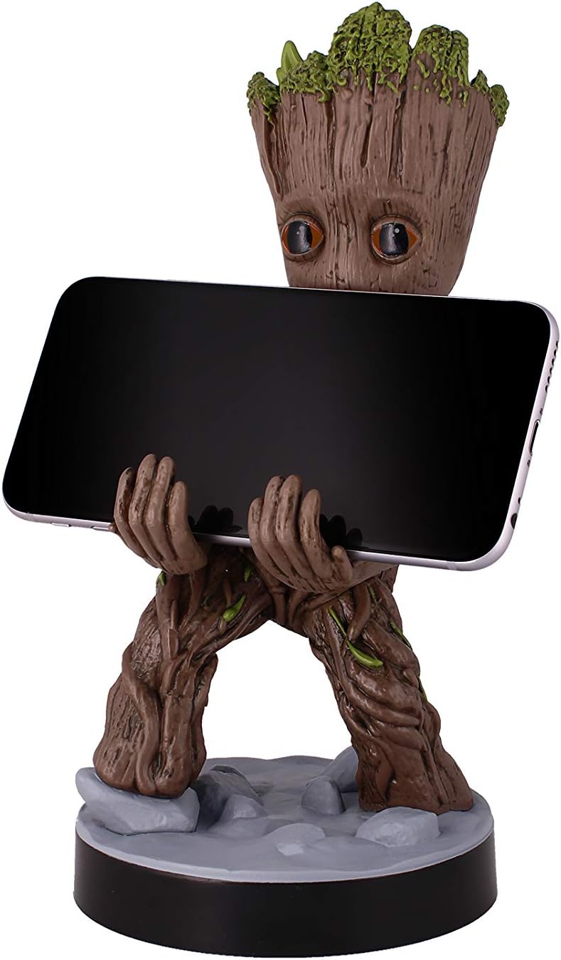 Exquisite Gaming: Guardians of The Galaxy: Toddler Groot - Original Mobile Phone & Gaming Controller Holder, Device Stand, Cable Guys, Marvel Licensed Figure, Black by Exquisite Gaming