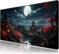 Japanese Full Moon Large Mouse Pad,Gaming Keyboard Desk Pad,Extended Mouse Mat Non-Slip Rubber Base with Stitched Edges for Office Game Home XXL 35.4"x15.7" by BAHDSISFA