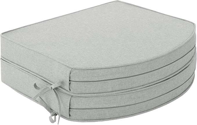 Outdoor Chair Cushions, D Shaped, Set of 2, 18.5 x 16, Light Grey | Fade-Resistant, Water-Resistant, Patio Furniture Seat Chair Pads Replacement, Non-Slip Bottom with Ties, Removable Cover by Unknown