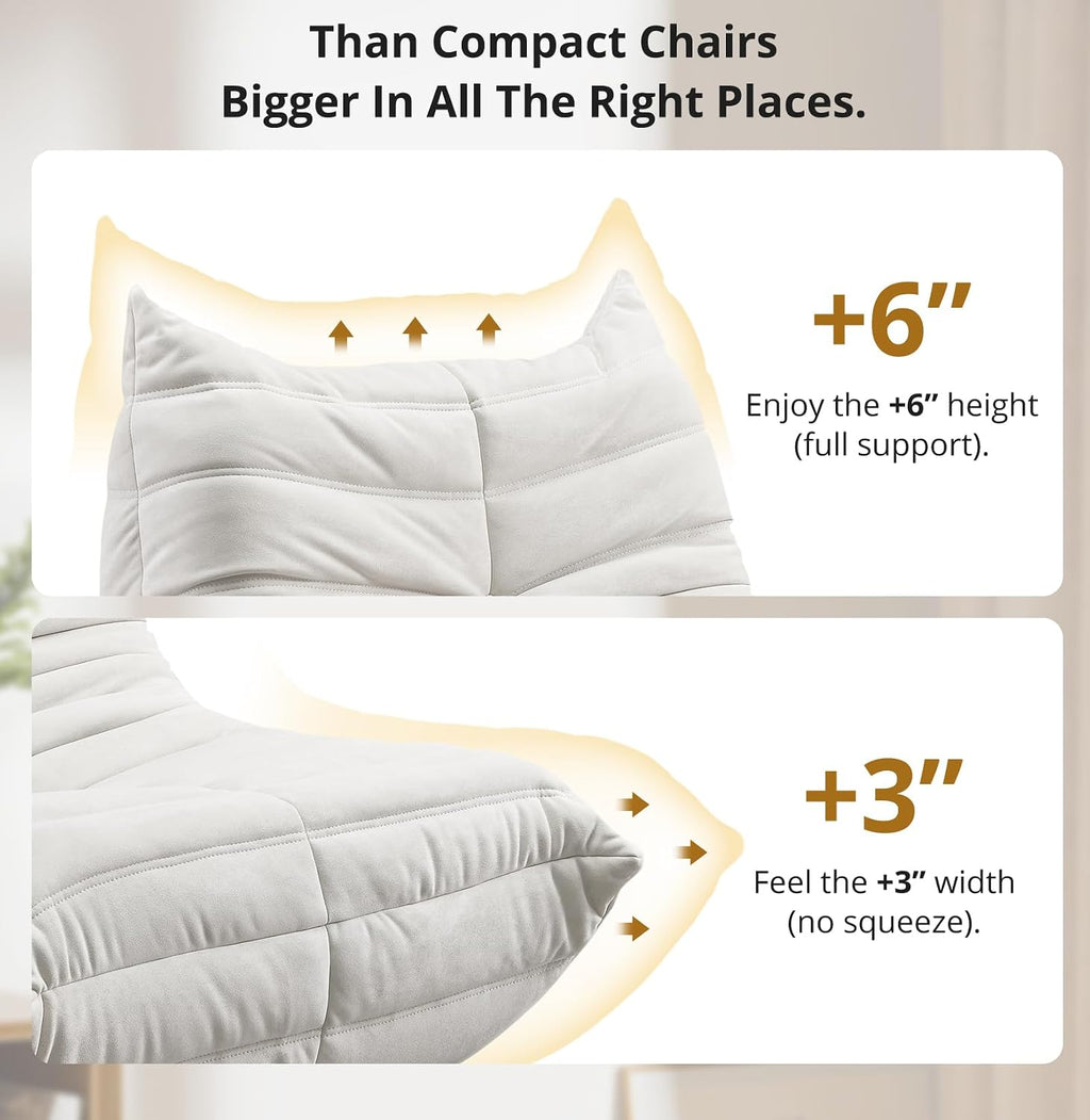 Bean Bag Chair - Corner Sofa, Fireside Chair Bean Bag Sofa Large Bean Bag Chair for Adults,Fireside Floor Couch for Living Room, Bedroom, Gaming & Office (Yellow, Single) (White, Single) - Image 3