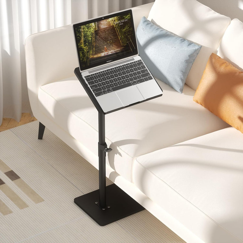 Sofa Armrest Tray Table for Couch - 360° Swivel Height Adjustable End for Small Spaces, Snack Side Table for Bed or Chair with Phone & Tablet Slot (Black,Angle Adjustable) - Image 4